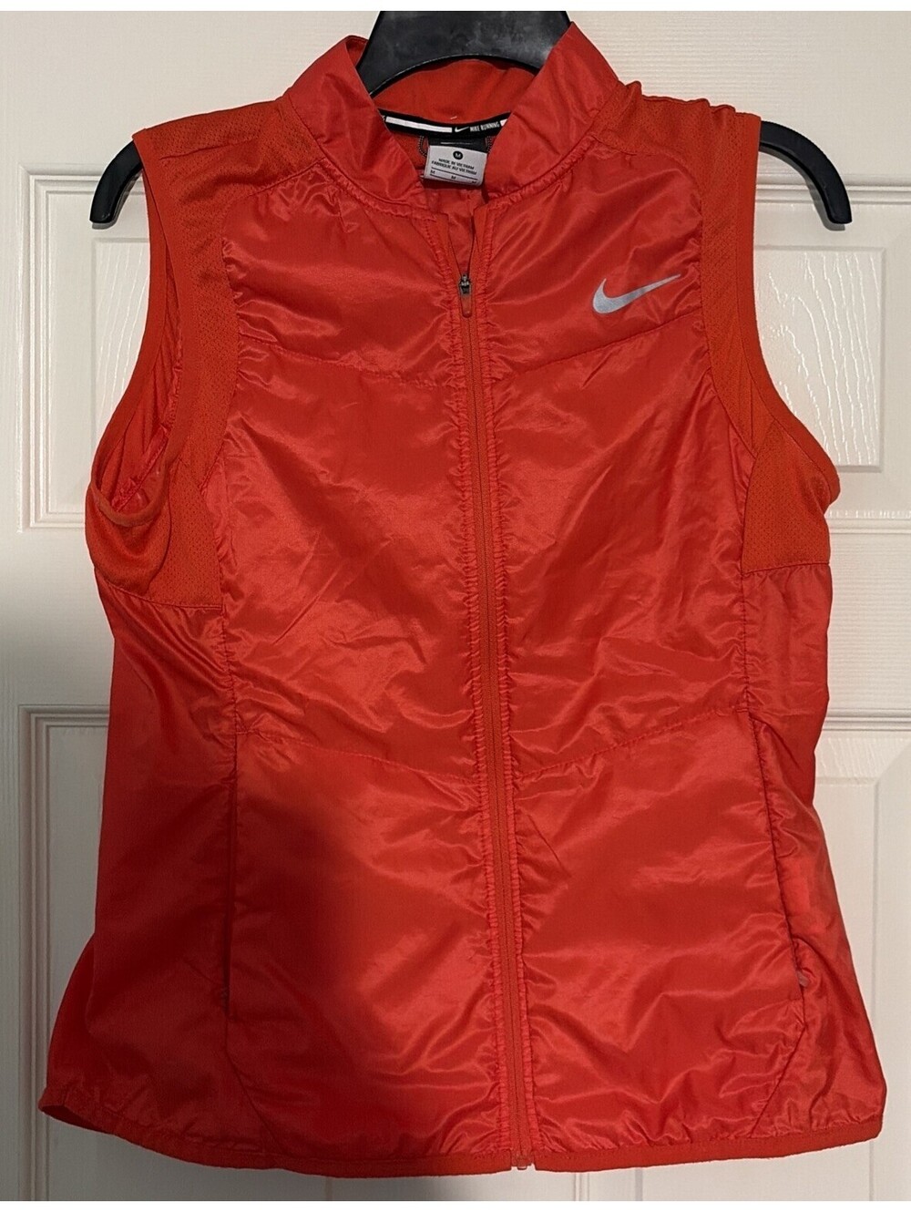 Nike Polyfill Aeroloft Running Vest Womens medium Red Reflective Full Zip